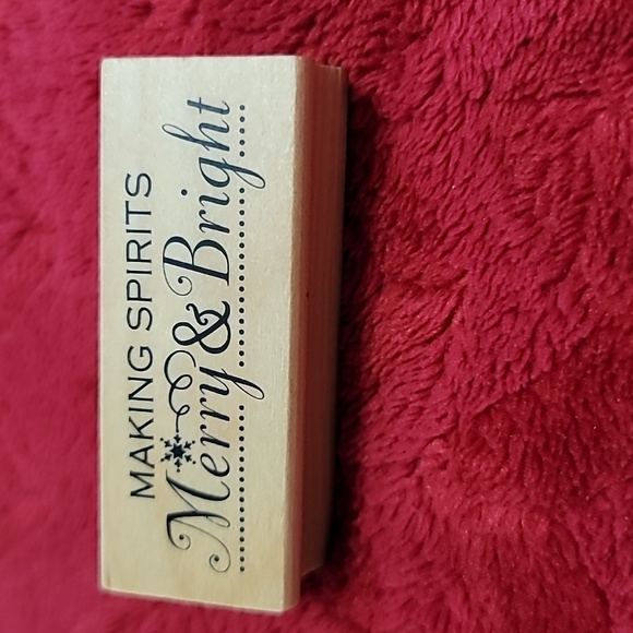 Making Spirits Merry & Bright Phrase Wooden Rubber Stamp - Picture 1 of 2
